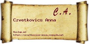 Czvetkovics Anna névjegykártya