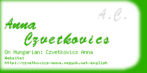 anna czvetkovics business card